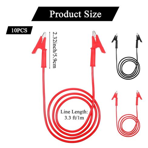 10 Pcs 14 Gauge Jumper Wires Alligator Clips to Alligator Clip Electrical Test Wires Set Silicone Flexible Cable for Electrical Testing (3.3 Ft) in Saudi Arabia
