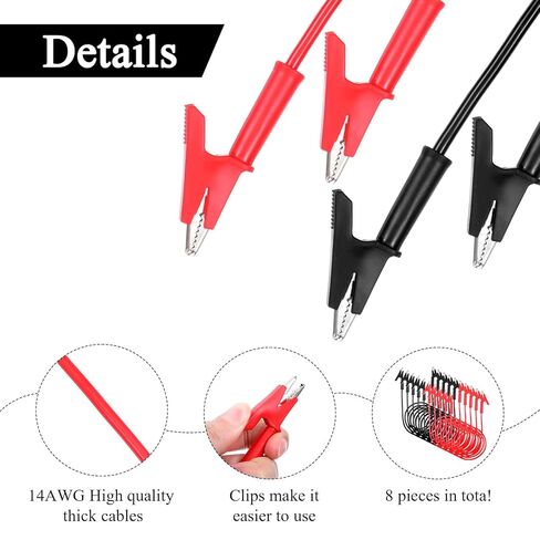 10 Pcs 14 Gauge Jumper Wires Alligator Clips to Alligator Clip Electrical Test Wires Set Silicone Flexible Cable for Electrical Testing (3.3 Ft) in Saudi Arabia