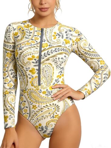 KMT Women One Piece Swimsuit Long Sleeve Rash Guard with Built in Bra UV Protection Surfing Swimming Bathing Suit Front-Zip in Saudi Arabia