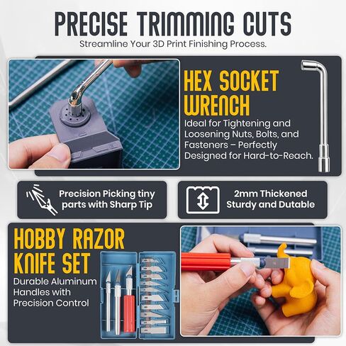 3D Printer - 64 Piece Tool Kit with Accessories - Essential 3D Printing Maintenance Equipment - Deburring Tool and Nozzle Cleaning Set - Metal Scraper and Organized Storage Bag in Saudi Arabia