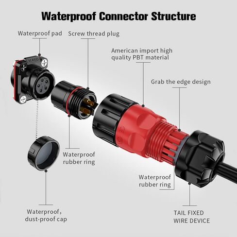 5 Pin Connector Waterproof Connector, Industrial Solder Circular Connector, Aviation Connector for Car, Truck, Boat, and Other Indoor/Outdoor Electrical Wire Connections(Male Female Plug Socket) in Saudi Arabia