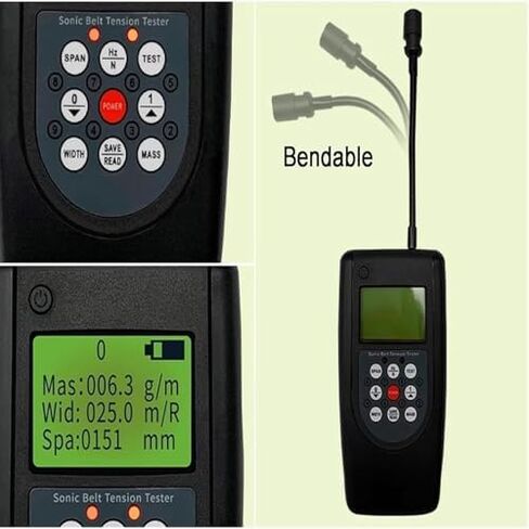 Belt Tension Meter with LCD Display, 10Hz-680Hz Frequency, Stores 20 Data Points, Max Belt Width 999.9mm Precision Tension Tester for Accurate Measurements in Saudi Arabia