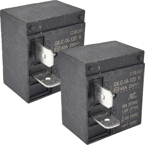 2-Pack GK-C-1A-12D Relay - 40A 250VAC SPDT 5-Pin Industrial Power Relay - Compatible with HVAC Systems & Motor Controls - Fixes Compressor & Start Failures in Saudi Arabia