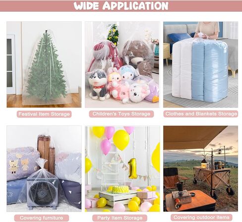 6 عبوات من أكياس تخزين بلاستيكية كبيرة جدًا برباط شفاف، 5 مل أكياس تخزين بلاستيكية كبيرة سميكة للغاية، مقاومة للغبار والرطوبة، 35 × 63 بوصة و35 × 47 بوصة in Kuwait