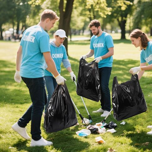 Yesland 400 عبوة من أكياس البلاستيك كبيرة الحجم بمقابض، حقيبة بقالة بلاستيكية سادة كبيرة جدًا مقاس XX، مقاس 25.6 بوصة × 15 بوصة، 37 ميكروفون، أكياس تسوق سميكة وشديدة التحمل للمطاعم، والقمامة، والتيك أوت، أسود in Kuwait