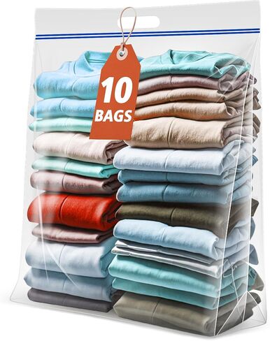 أكياس تخزين بلاستيكية كبيرة جدًا للخدمة الشاقة من جامبو، أكياس بسحاب شفافة بسمك 25 جالونًا وسمك 3.5 مل مع مقابض للمنزل والسفر والتحرك 35 بوصة × 24 بوصة، عبوتان in Kuwait