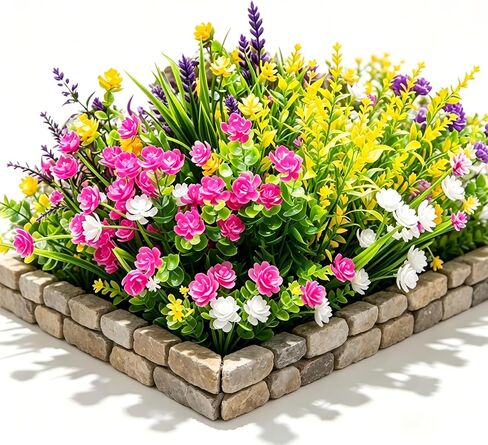 0kiygoo 12 Outdoor Artificial Flower Pieces, Bulk Fake Plastic Plants for Porch, Window, Home & Wedding Decoration in Fall and Summer, Ideal for Hanging Planters (Tulip) in Saudi Arabia