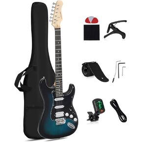 UST-150 Beginner Electric Guitar, Lightweight ST Style Guitar with Matte Natural Finish, Easy to Play for New Players, Perfect for Home Practice, Learning and First Guitar Experience, Black in Kuwait