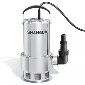 Sump Pump 1.5HP Submersible Water Pump 4500GPH Stainless Steel Electric Clean/Dirty Water Draining Transfer Pumps with Adapters for Pool Hot Tub Pond in Kuwait