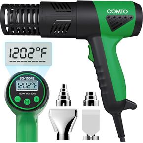 مسدس حراري صناعي بقوة 1800 واط، تسخين سريع 122 درجة فهرنهايت - 120 درجة فهرنهايت، تحكم متغير في درجة الحرارة، حماية من الحرارة الزائدة، سرعتان لتدفق الهواء مع 4 فوهات للحرف اليدوية، أنابيب انكماش، غلاف الفينيل (SG-1004) in Kuwait