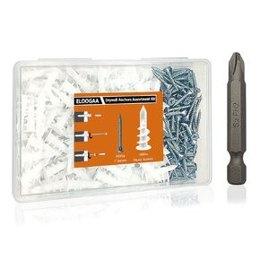 مجموعة 200 قطعة من مثبتات الحوائط الجافة والمسامير، 100 قطعة من مثبتات الحائط البلاستيكية ذاتية الحفر مع 100 قطعة #8 براغي فيليبس وقطعة PH2، مرساة شديدة التحمل لتعليق الصور والأرفف والتركيب المنزلي in Kuwait