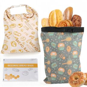 2 Pack XL Beeswax Bread Bags with Zipper Seal – Reusable Cotton Linen Waxed Bread Bags for Homemade Bread, Sourdough Storage, Eco-Friendly Bees Wax Bag Alternative to Plastic (2Pack) in Saudi Arabia