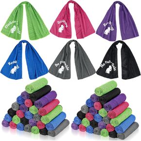 HunnmingRe 30 Pack Cooling Towels Bulk 40" x 12", Soft Quick Dry Microfiber Sweat Rag for Neck and Face, Inspirational Towel Gift for Football Team Workout, Swimming, Gym, Running, Yoga and Sports in Kuwait