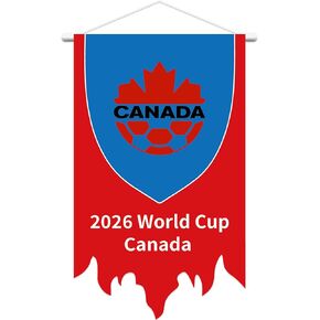 World Cup Decorations 2026 Football Hanging Rod Flag Banner 16x26 Inch with Pole Outdoor Indoor Hanging Flag Banner for Soccer Sports Events Soccer banner Sports Memorabilia America hanging flag (red) in Kuwait