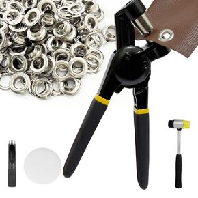 Grommet Tool Kit, 3/8 Inch Handheld Press Pliers with 500 Pcs 10mm Magnetic Grommets, Mini Hammer & Practice Leather for Tarp Fabric in Kuwait