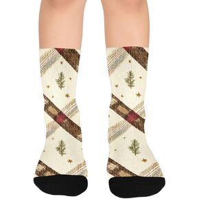 Plaid Bloom Art Hiking Socks - Toddler Boys & Girls Warm Thick Thermal Winter Crew Socks for School, Daily Wear & Outdoor Activities in Kuwait
