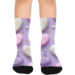 Lavenders Love Motif Hiking Socks - Toddler Boys & Girls Warm Thick Thermal Winter Crew Socks for School, Daily Wear & Outdoor Activities in Kuwait
