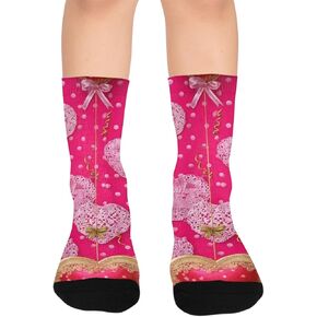 Lace Heart Dot Red Hiking Socks - Toddler Boys & Girls Warm Thick Thermal Winter Crew Socks for School, Daily Wear & Outdoor Activities in Kuwait
