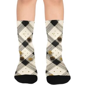 Gold Dot Plaid Hiking Socks - Toddler Boys & Girls Warm Thick Thermal Winter Crew Socks for School, Daily Wear & Outdoor Activities in Kuwait