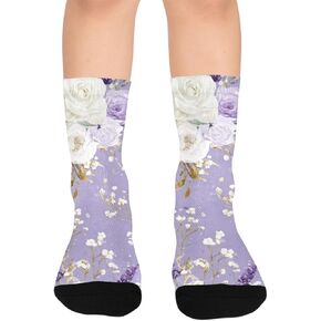 Purple Floral Glow Hiking Socks - Toddler Boys & Girls Warm Thick Thermal Winter Crew Socks for School, Daily Wear & Outdoor Activities in Kuwait
