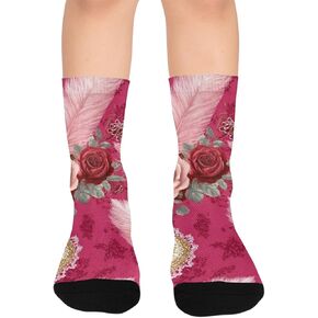 Pink Rose Glow Hiking Socks - Toddler Boys & Girls Warm Thick Thermal Winter Crew Socks for School, Daily Wear & Outdoor Activities in Kuwait