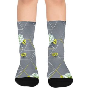Succulent Geo Print Hiking Socks - Toddler Boys & Girls Warm Thick Thermal Winter Crew Socks for School, Daily Wear & Outdoor Activities in Kuwait