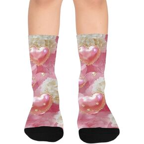 Romantic Lace Motif Pink Hiking Socks - Toddler Boys & Girls Warm Thick Thermal Winter Crew Socks for School, Daily Wear & Outdoor Activities in Kuwait