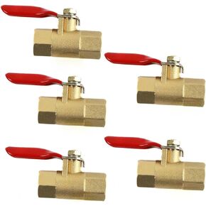 BV-02-FF-5Pk Compressors Brass Ball Valve - for Water Air Fluid Piping System Part - Moisture Air Tank Drain Shut Off Valve - 5 Pack 1/4" FNPT 200 PSI 2-3/8" Long When Open 1-5/8" Long When Close in Kuwait