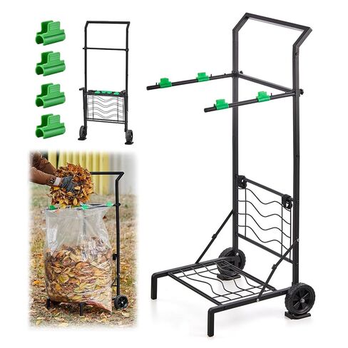 حامل حقيبة أوراق الشجر قابل للطي، حامل حقيبة القمامة المحمول بأذرع قابلة للإزالة وتصميم تثبيت مزدوج، عربة حقيبة العشب المحمولة قابلة للتعديل بسعة 30-45 جالون لتنظيف الفناء والبستنة والأوراق والتخييم والحفلات in Kuwait