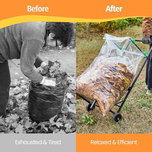 حامل حقيبة أوراق الشجر قابل للطي، حامل حقيبة القمامة المحمول بأذرع قابلة للإزالة وتصميم تثبيت مزدوج، عربة حقيبة العشب المحمولة قابلة للتعديل بسعة 30-45 جالون لتنظيف الفناء والبستنة والأوراق والتخييم والحفلات in Kuwait