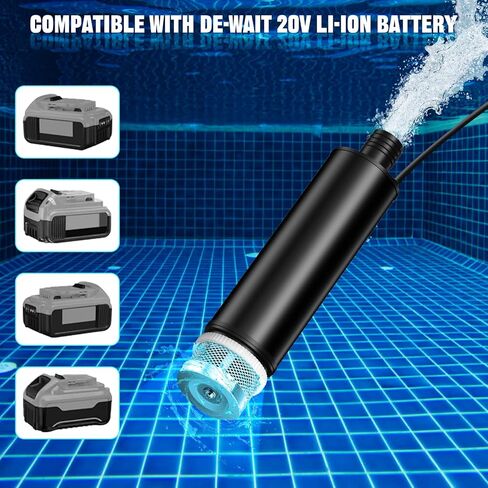 مضخة مياه غاطسة لاسلكية لبطارية Dewalt 20V/60V MAX، مضخة نقل المرافق المحمولة 635GPH، أداة فقط للحديقة والبركة والمركبات الترفيهية والتخييم وتصريف موقع العمل. in Kuwait