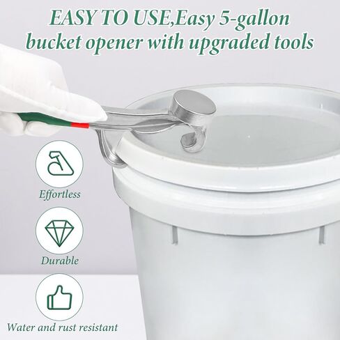 أداة فتاحة دلو سعة 5 جالون، 8.27 بوصة مع مقبض مطاطي غير قابل للانزلاق ومفتاح ربط غطاء دلو طلاء من الألومنيوم، أداة إزالة سطل غطاء فتاحة العلب المعدنية للمنزل الصناعي in Kuwait