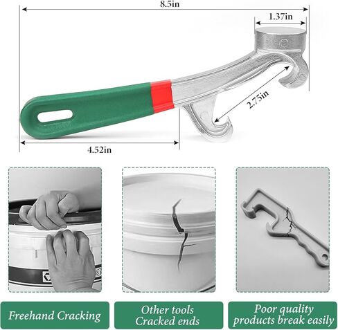 أداة فتاحة دلو سعة 5 جالون، 8.27 بوصة مع مقبض مطاطي غير قابل للانزلاق ومفتاح ربط غطاء دلو طلاء من الألومنيوم، أداة إزالة سطل غطاء فتاحة العلب المعدنية للمنزل الصناعي in Kuwait