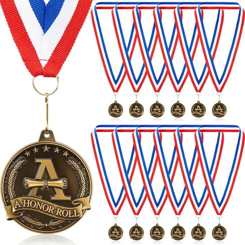 AmazingSpark 30/50/100 2 بوصة ميداليات معدنية للتخرج بكميات كبيرة مع شريط رقبة ذهبي لتقدير الشرف وميداليات جائزة الكأس هدية لمسابقة حدث حفل التخرج in Kuwait
