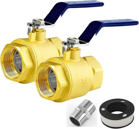 Forged Brass Ball Valve 1" FIP, Lead-Free Lever Handle for Water Oil Gas, Compliant with US Standards, Includes Nipple & Teflon Tape in Saudi Arabia