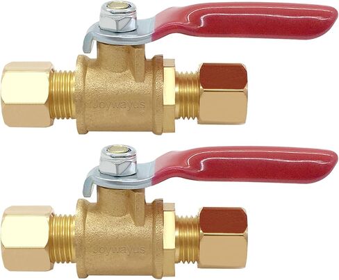 Joywayus النحاس صمام الكرة إيقاف 3/8 "ضغط × 3/8" ضغط في اتجاهين خرطوم صمام المناسب (حزمة من 2) in Saudi Arabia