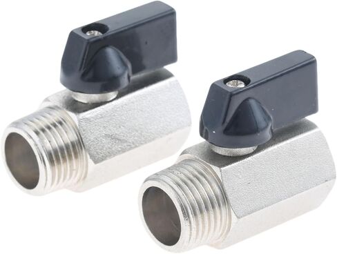 1/2" Brass Mini Ball Valve, NPT Female x Male Thread Shut-Off Valve for Gas, Water, Oil, Liquid Fuels (Pack of 2) in Saudi Arabia