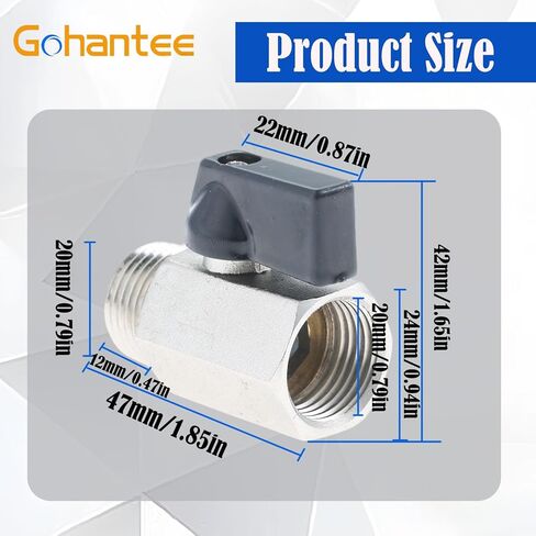 1/2" Brass Mini Ball Valve, NPT Female x Male Thread Shut-Off Valve for Gas, Water, Oil, Liquid Fuels (Pack of 2) in Saudi Arabia