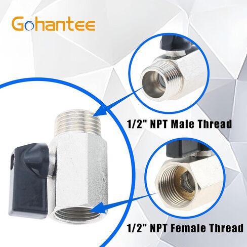1/2" Brass Mini Ball Valve, NPT Female x Male Thread Shut-Off Valve for Gas, Water, Oil, Liquid Fuels (Pack of 2) in Saudi Arabia