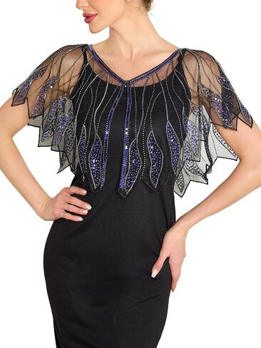 Women's 1920s Shawl Wraps,Sequin Beaded Flapper Evening Shawls for women formal/Party/Wedding/Formal/Harlem night in Kuwait