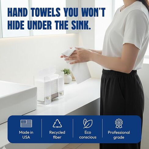 Multifold Paper Towels Bulk - 12 Pack Case, 250 Sheets/Pack (3,000 Total), Highly Absorbent Recycled Disposable Hand Towels for Bathrooms, Dispensers, Restaurants & Offices, Made in USA in Kuwait