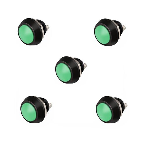 5Pcs Premium 12mm Aluminum Momentary PushButton Switch, 2 Pin Screw Terminal IP65 Waterproof Push Button Start Switch, Round Head Push Button (Blue) in Saudi Arabia