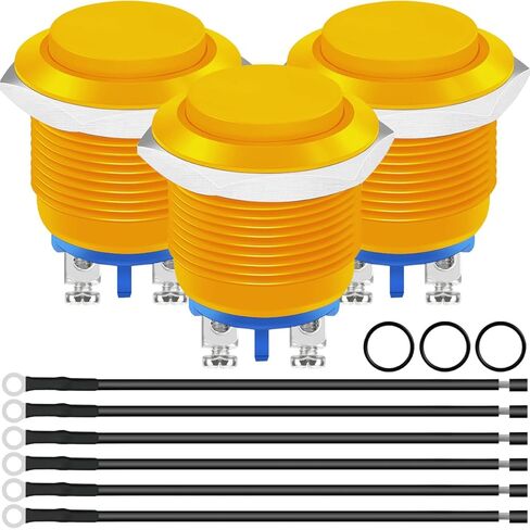 3PCS 19MM Momentary Push Button Switch Waterproof Metal Red Shell High Round Cap ON/Off 1A 110V 220V 250V AC/DC 1A 3V 6V 12V 24V 36V 48V 1NO SPST Screw Foot Terminal with Wires for Car in Saudi Arabia