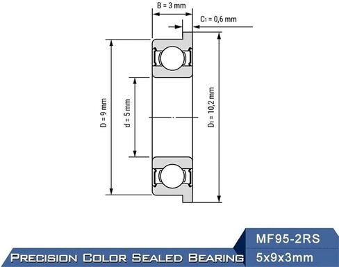 TMP1105 Flange Ball Bearings MF95-2RS Bearing ABEC-1 MF95RS Miniature Flanged LF-950DD 5x9x3mm in Saudi Arabia