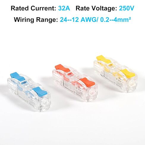 39pcs Conductor Compact Connectors Lever Connectors Nuts, Electrical Wire Terminals for Any Circuit Inline Splices 28-12 AWG (SPL-1) 3 Colors in Saudi Arabia