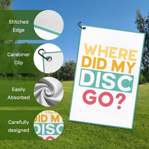 Where Did My Disc Go Golf Towel with Clip, Funny Golf Bag Accessories for Men, Golfing Accessories for Women Men, Birthday Retirement Gifts for Golfer Sport Lover, Golfing Gifts for Mom Dad in Saudi Arabia