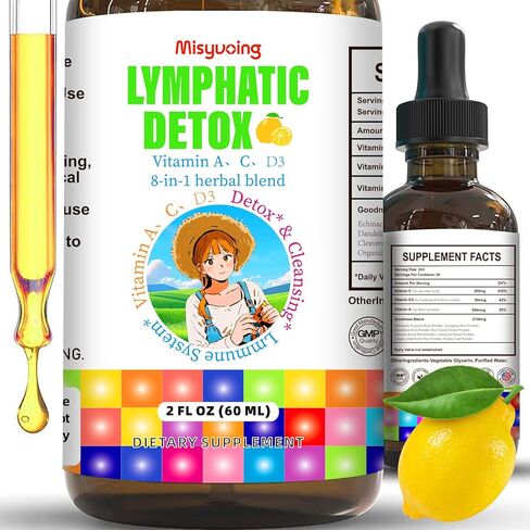 Liposomal Lymphatic Detox & Drainage Drops –Multivitamins A、C、D + Herbal Blend with Elderberry & Echinacea– Supports Lymphatic Drainage, Immune System & Detox in Saudi Arabia