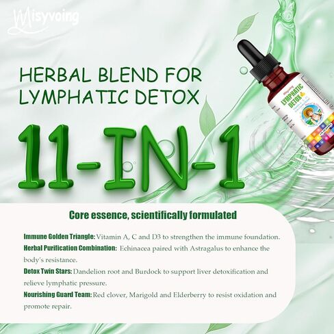 Liposomal Lymphatic Detox & Drainage Drops –Multivitamins A、C、D + Herbal Blend with Elderberry & Echinacea– Supports Lymphatic Drainage, Immune System & Detox in Saudi Arabia