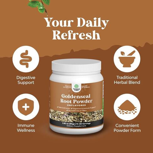 Goldenseal Root and Echinacea Powder - Premium Herbal Blend for Immune Support - USA Manufactured - Promotes Digestive Health - Mix Easily in Teas, Smoothies & Recipes - 80 grams - 1 Pack in Saudi Arabia