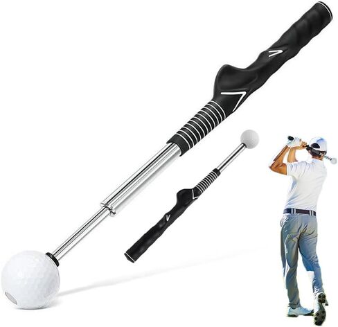 Retractable Golf Swing Trainer Right-Handed Click Stick Golf Grip Portable Grip Trainer with Click Feedback for Right Trainer Ideal for Beginners, Indoor & Outdoor Practice in Kuwait